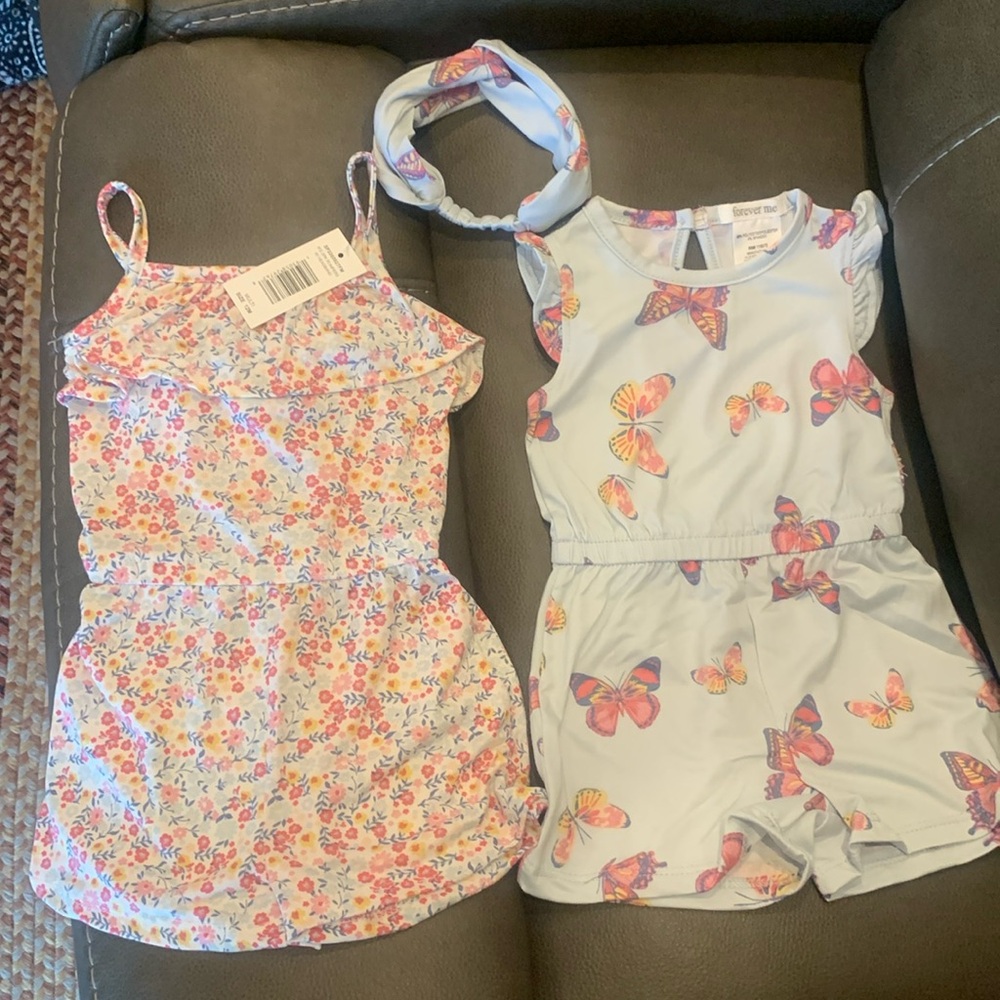 New Forever Me baby girl romper set with headband 12 months